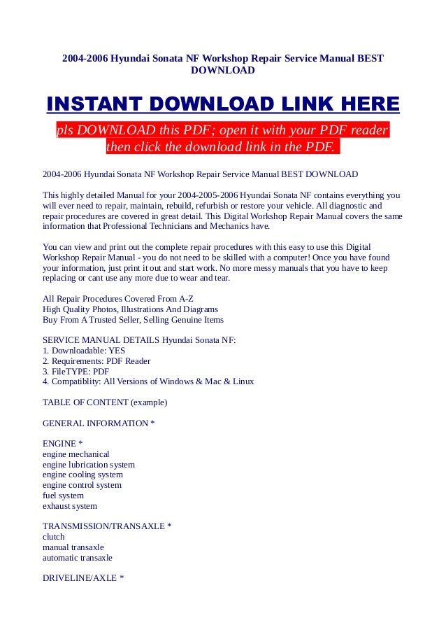 2011 Hyundai Sonata Repair Manual Download